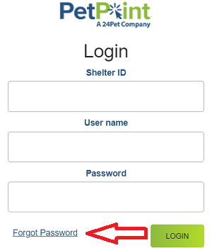 Reset PetPoint account password